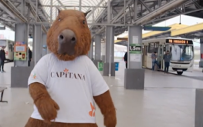 No dia do transporte coletivo, a Capitana comemora com os passageiros nos terminais…